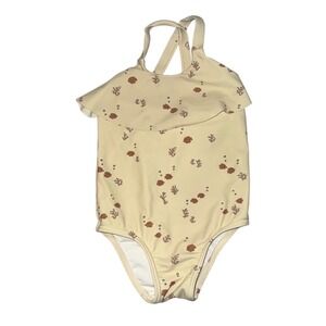 Rylee + Cru Girls Fish Coral Print Ruffle One Piece Swimsuit Cream 18-24M